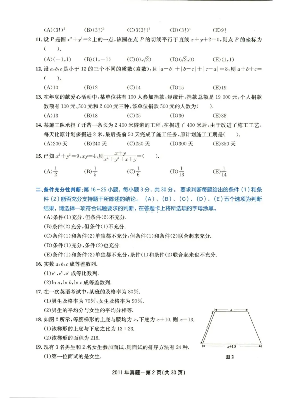 2011年考研199管理类综合真题及答案解析-第5张图片-四季读书网