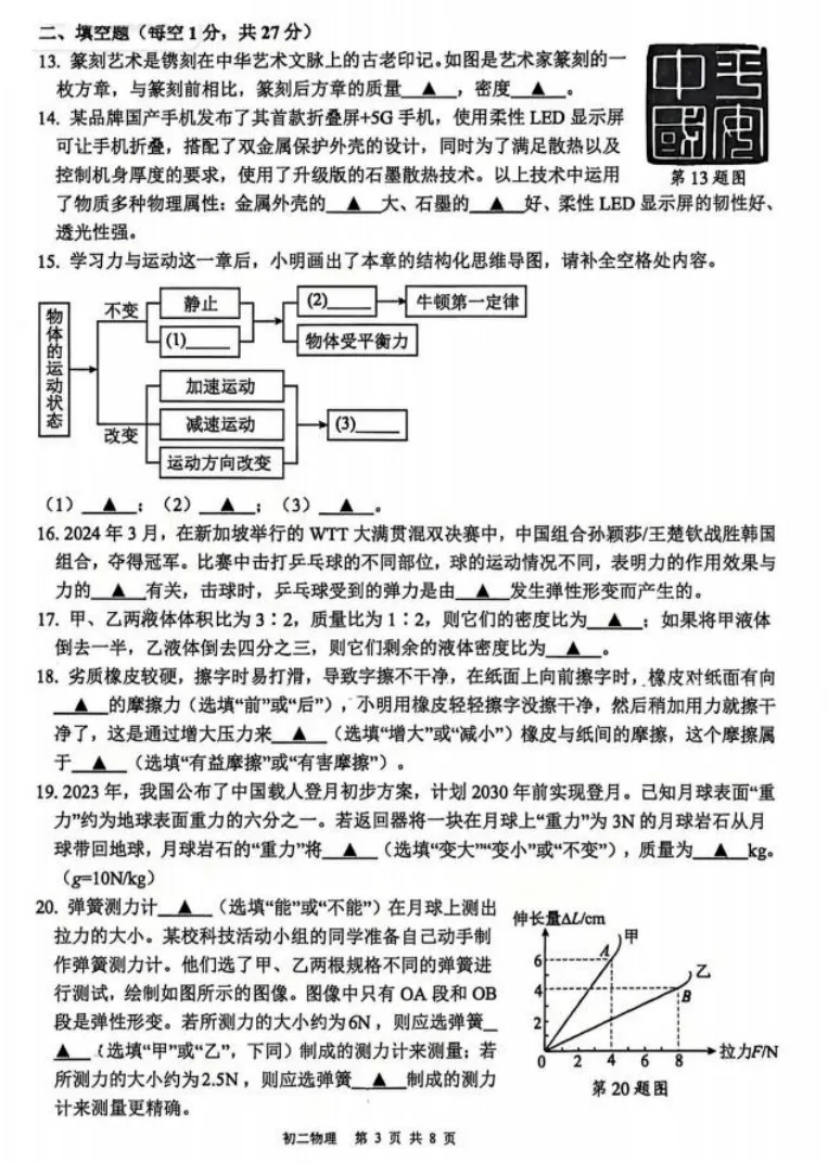 90以上较容易!新实初二期中(物理)真题+答案出炉!快来对答案~-第13张图片-四季读书网 90以上较容易!新实初二期中(物理)真题+答案出炉!快来对答案~-第13张图片-四季读书网