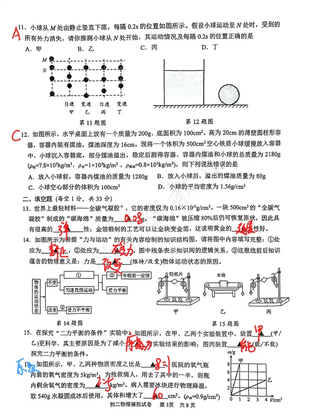 难度中等!新区一中八下期中(物理)真题+答案出炉!快看看你能拿多少分~-第7张图片-四季读书网 难度中等!新区一中八下期中(物理)真题+答案出炉!快看看你能拿多少分~-第7张图片-四季读书网