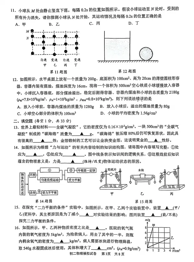 难度中等!新区一中八下期中(物理)真题+答案出炉!快看看你能拿多少分~-第15张图片-四季读书网 难度中等!新区一中八下期中(物理)真题+答案出炉!快看看你能拿多少分~-第15张图片-四季读书网