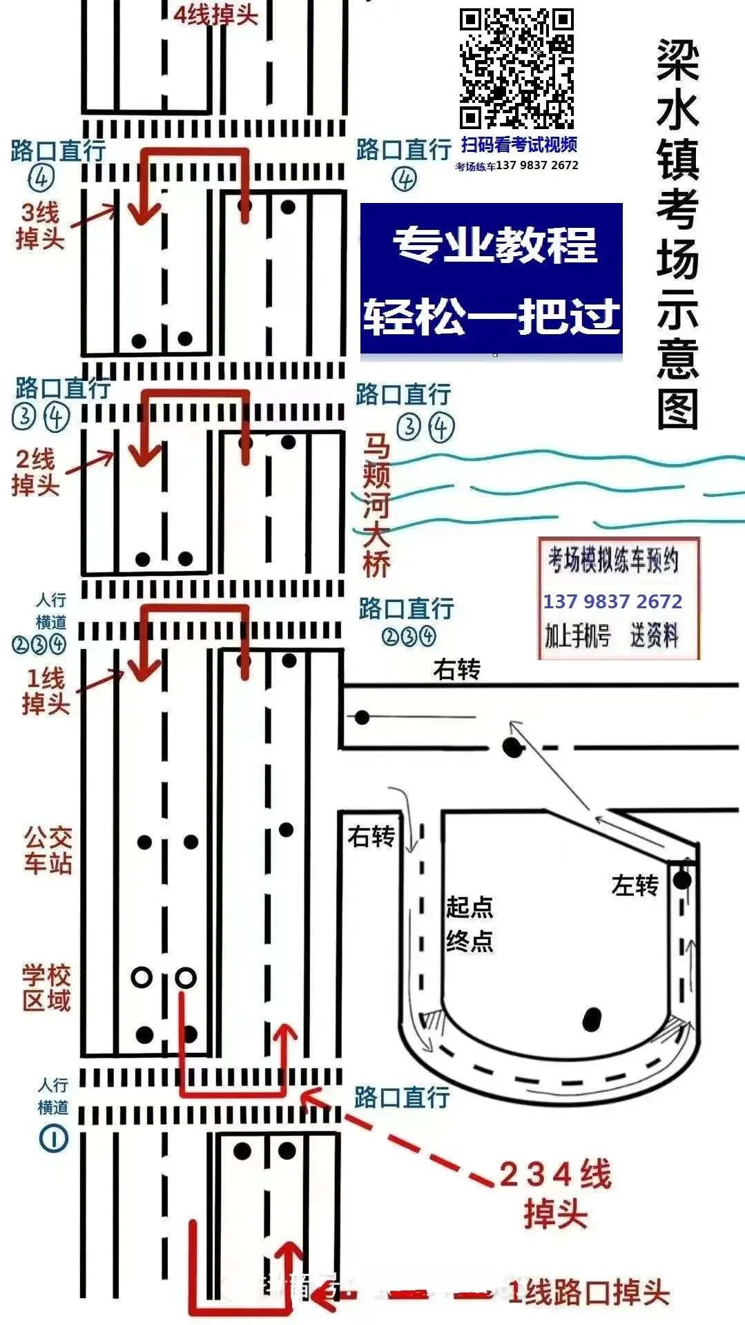 聊城梁水镇第一科目三考场考试视频专业讲解模拟练车教程路线图教学-第2张图片-四季读书网