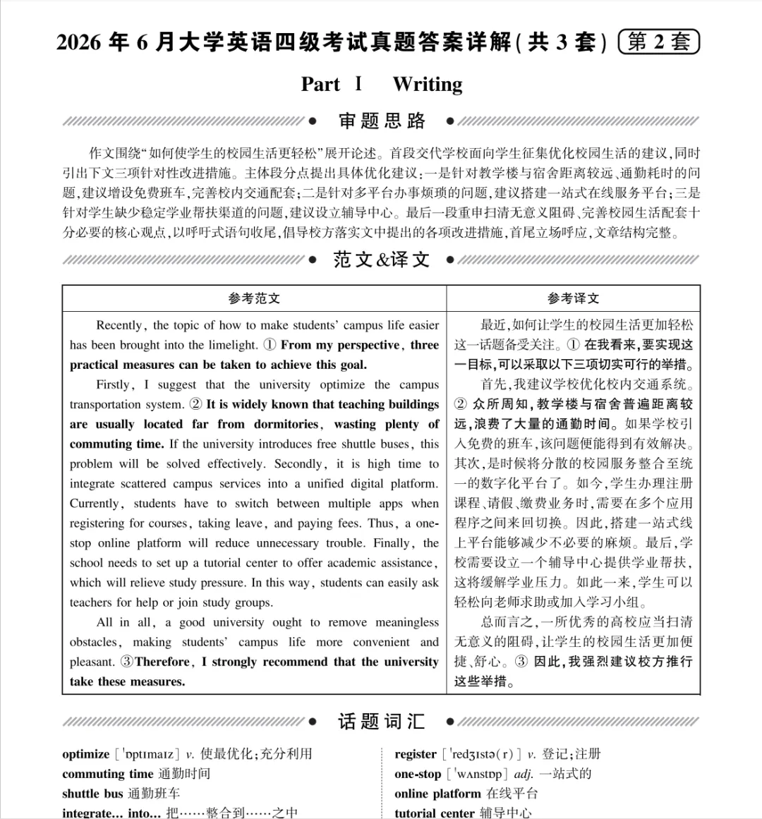 【四级真题合集】2015-2026 四级完整真题解析|高清无水印 PDF 电子版【免费保存下载】-第5张图片-四季读书网