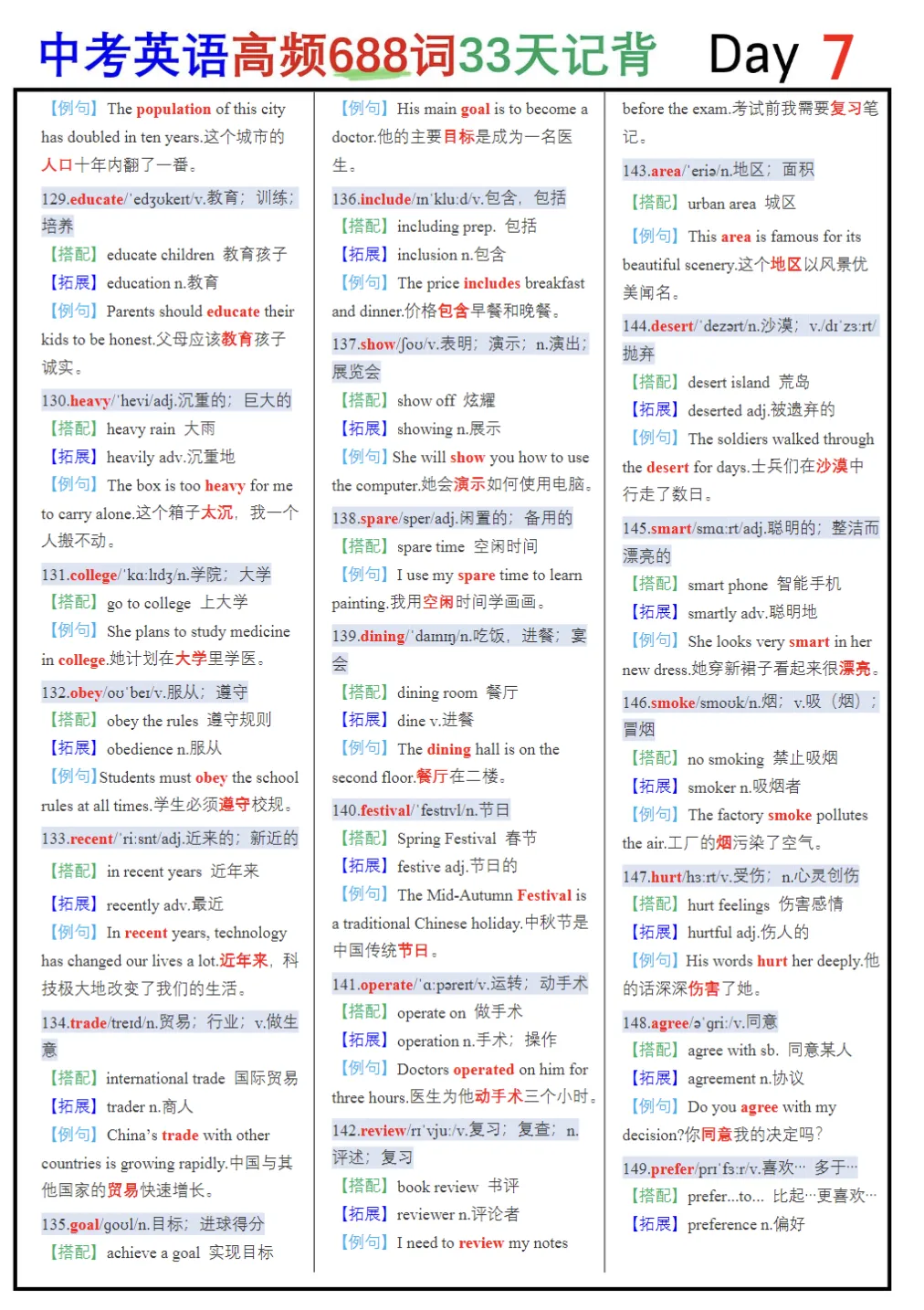 中考688高频词汇背默版-第8张图片-四季读书网