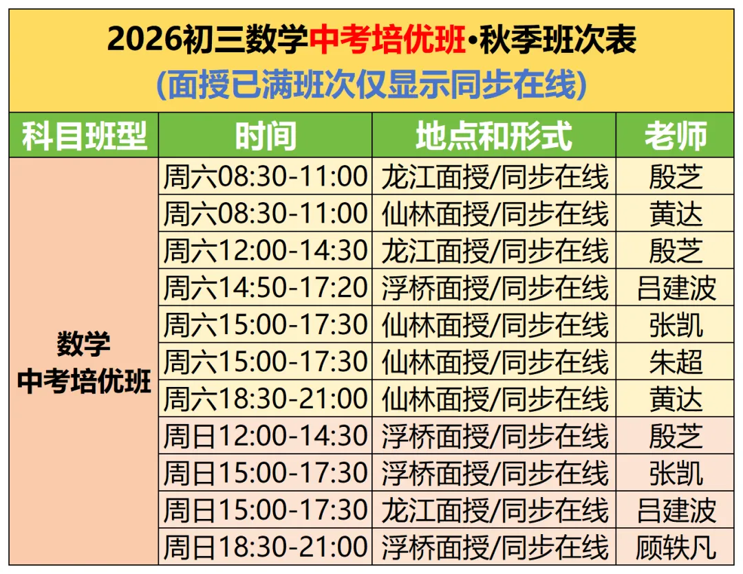【初三数学·中考培优班】秋季课程详介-第16张图片-四季读书网