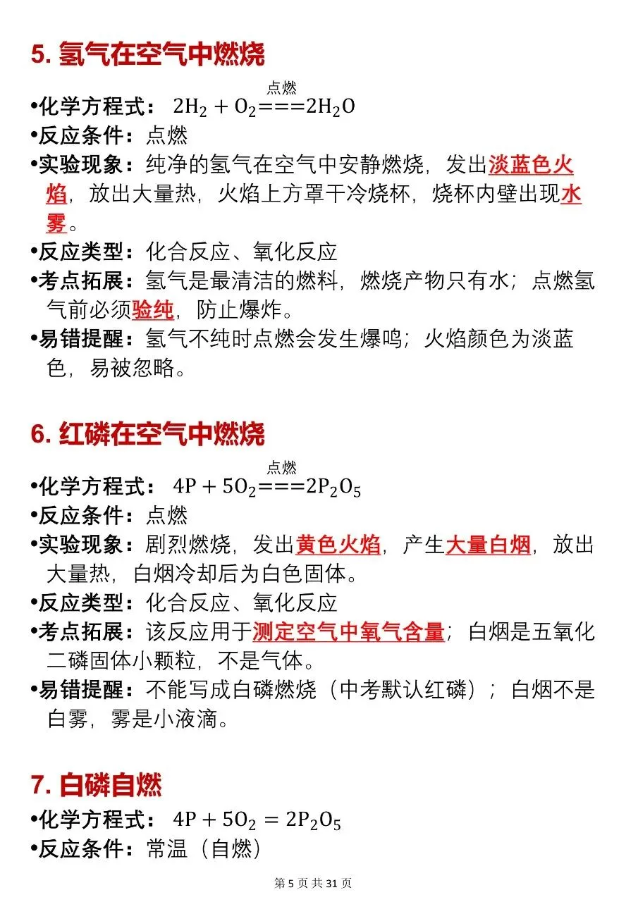新初三的注意了,2027中考这些化学反应方程式和现象一定要背下来!-第5张图片-四季读书网