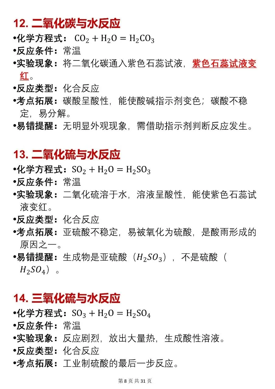 新初三的注意了,2027中考这些化学反应方程式和现象一定要背下来!-第8张图片-四季读书网
