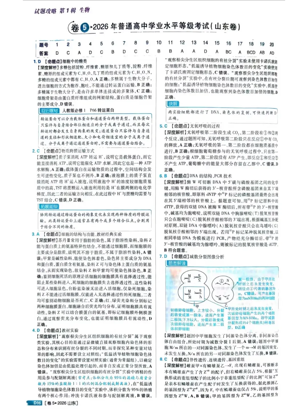 9科全!2026山东高考真题官方答案!-第239张图片-四季读书网