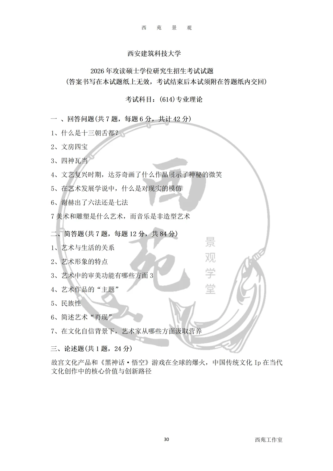 西安建筑科技大学艺术设计考研|理论真题、考点、难度全梳理-第12张图片-四季读书网