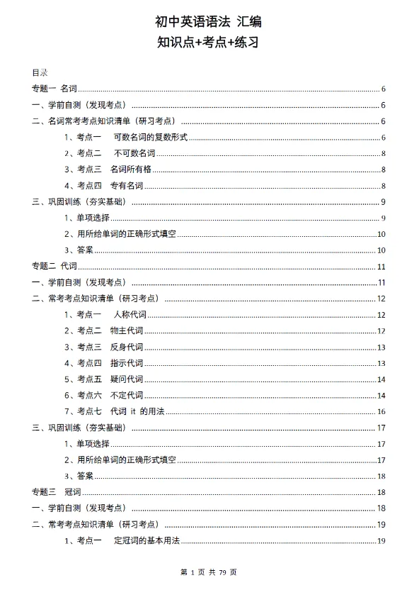 【英语】中考 | 英语语法知识点&考点+汇编[免费下载]-第4张图片-四季读书网