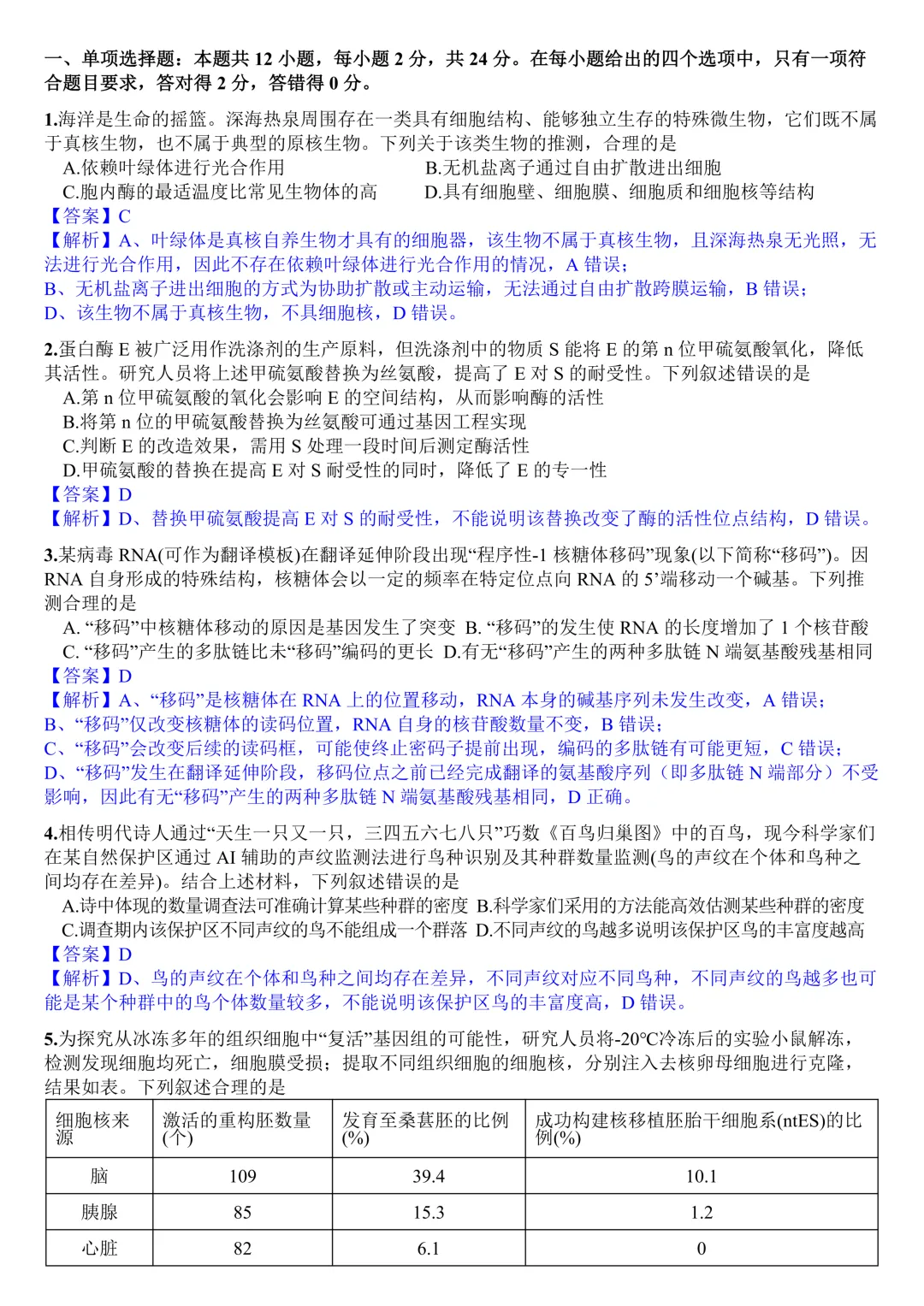 2026年高考生物真题(江西)-第1张图片-四季读书网