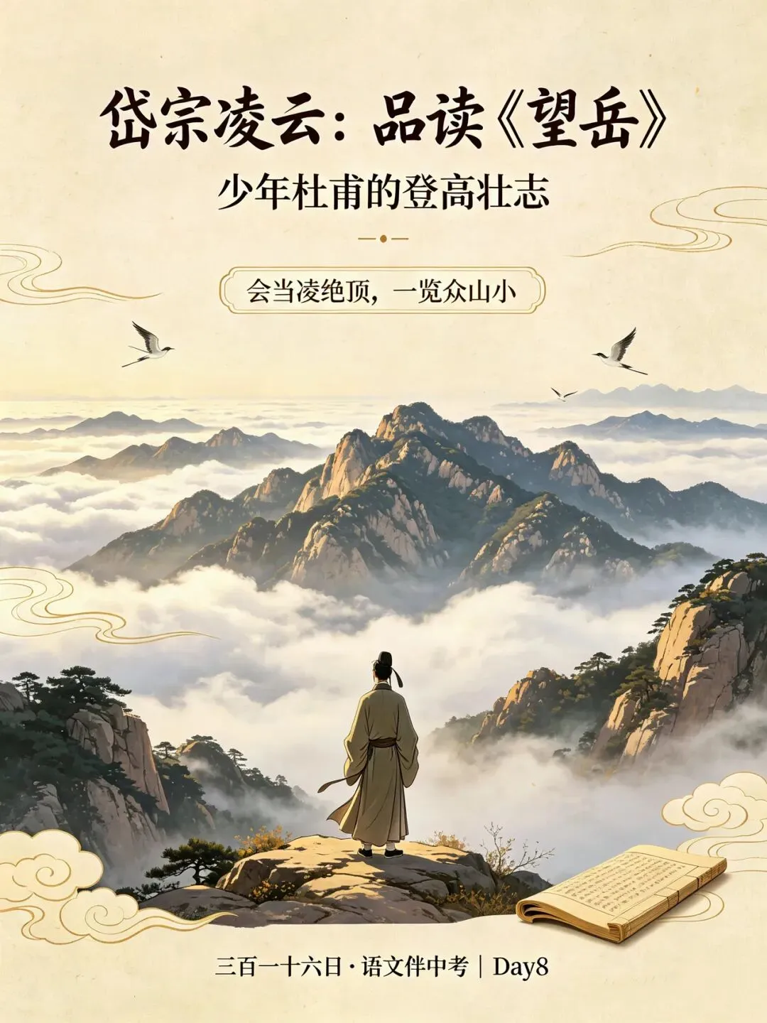 三百一十六日·语文伴中考|Day8(2026.08.20)岱宗凌云:品读《望岳》,解锁少年壮志登高诗满分答题思路(防城港2027专属版)-第1张图片-四季读书网
