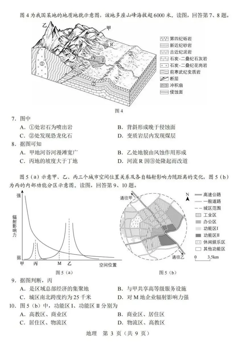 真题!2026年高考地理北京卷及官方答案-第4张图片-四季读书网 真题!2026年高考地理北京卷及官方答案-第4张图片-四季读书网