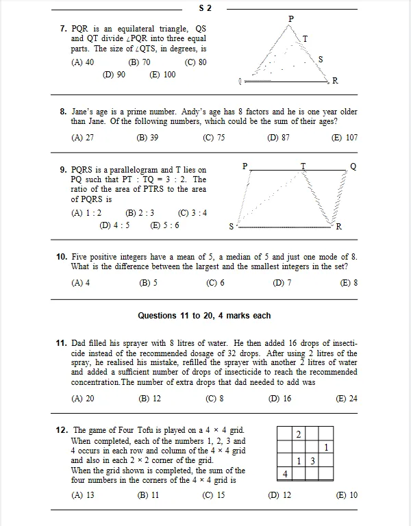 澳洲AMC竞赛|历年真题+答案解析整理完毕,免费领取!-第10张图片-四季读书网 澳洲AMC竞赛|历年真题+答案解析整理完毕,免费领取!-第10张图片-四季读书网