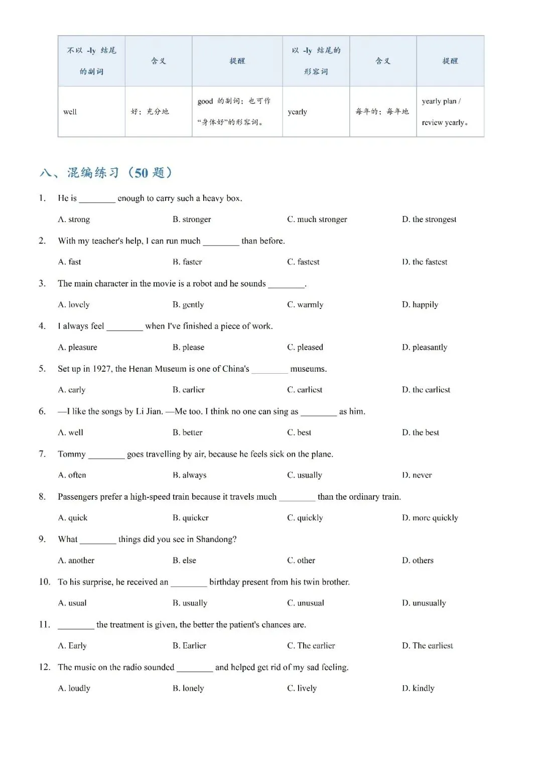 【专项练习】2026年上海英语中考最终冲刺:形容词副词考点拆分专项练习-第13张图片-四季读书网 【专项练习】2026年上海英语中考最终冲刺:形容词副词考点拆分专项练习-第13张图片-四季读书网