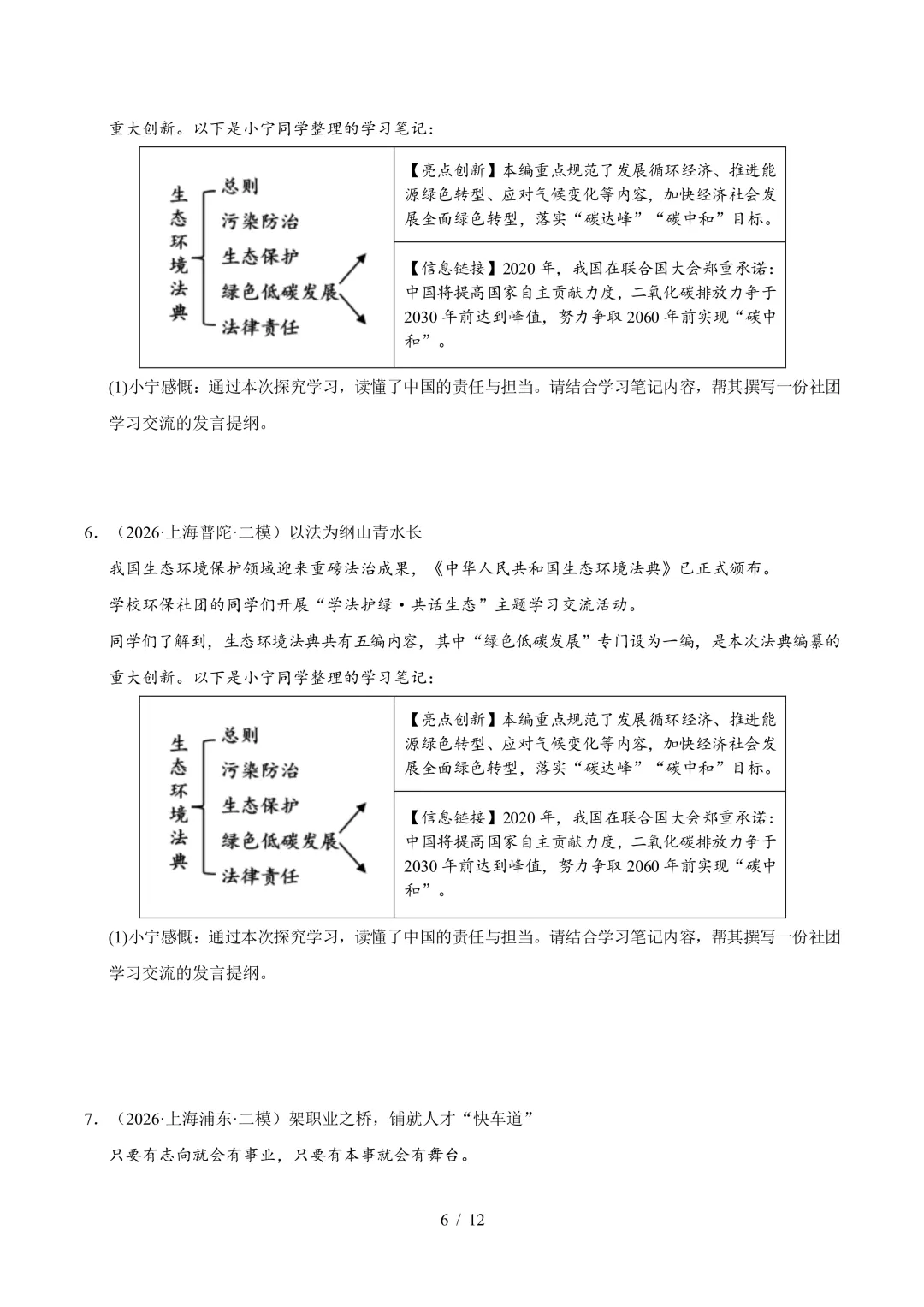上海中考道法想不拉分,复习重点看这里-第6张图片-四季读书网