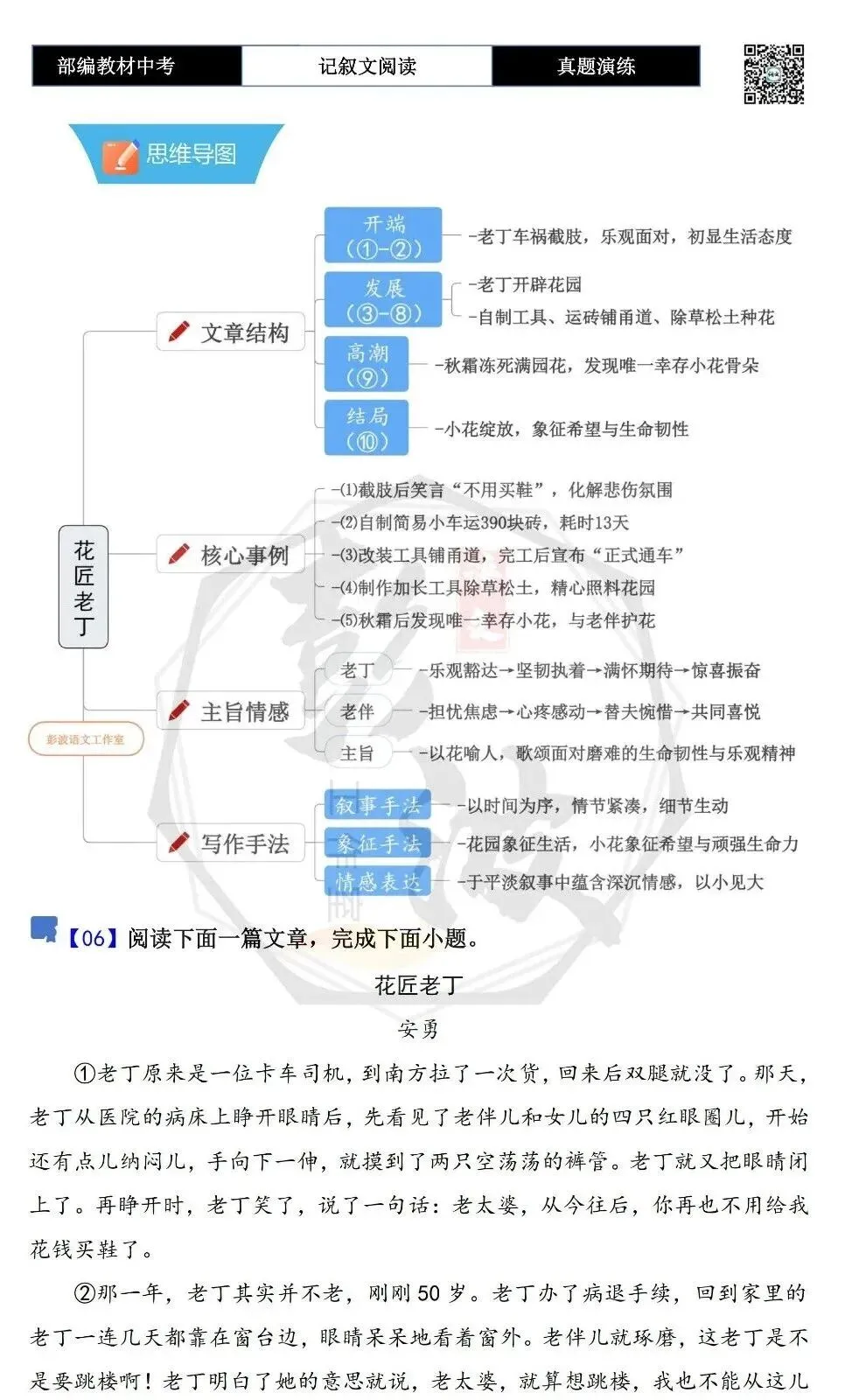 【中考现代文阅读-真题演练】07-花匠老丁-思维导图+试题精析-第5张图片-四季读书网 【中考现代文阅读-真题演练】07-花匠老丁-思维导图+试题精析-第5张图片-四季读书网