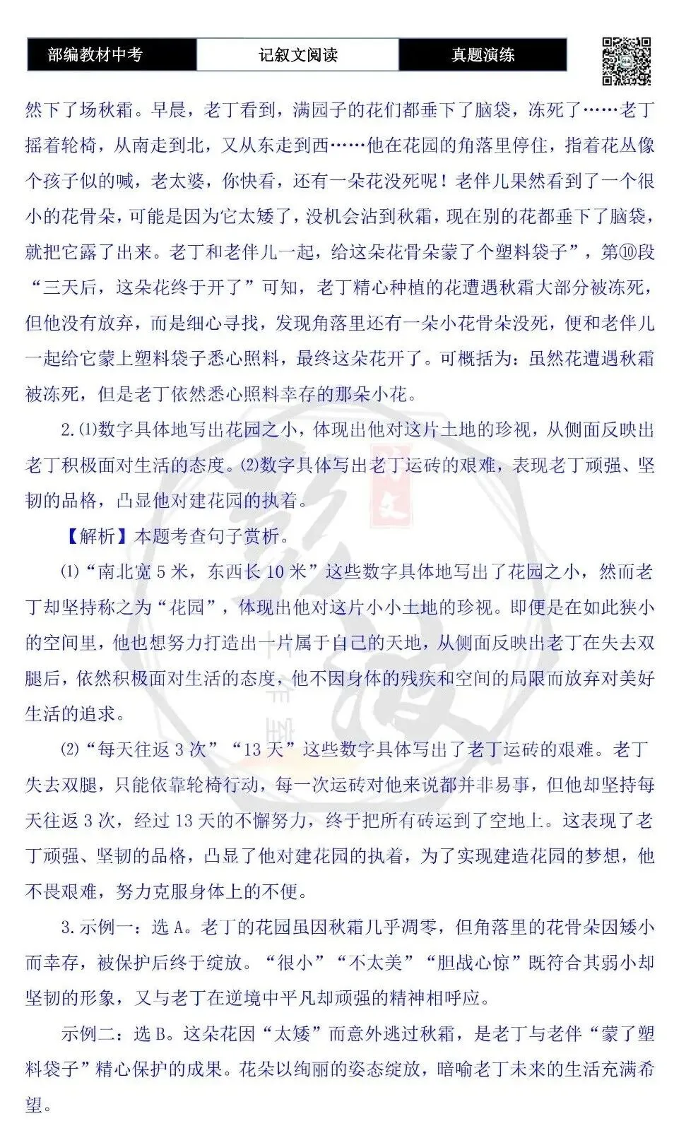 【中考现代文阅读-真题演练】07-花匠老丁-思维导图+试题精析-第9张图片-四季读书网 【中考现代文阅读-真题演练】07-花匠老丁-思维导图+试题精析-第9张图片-四季读书网