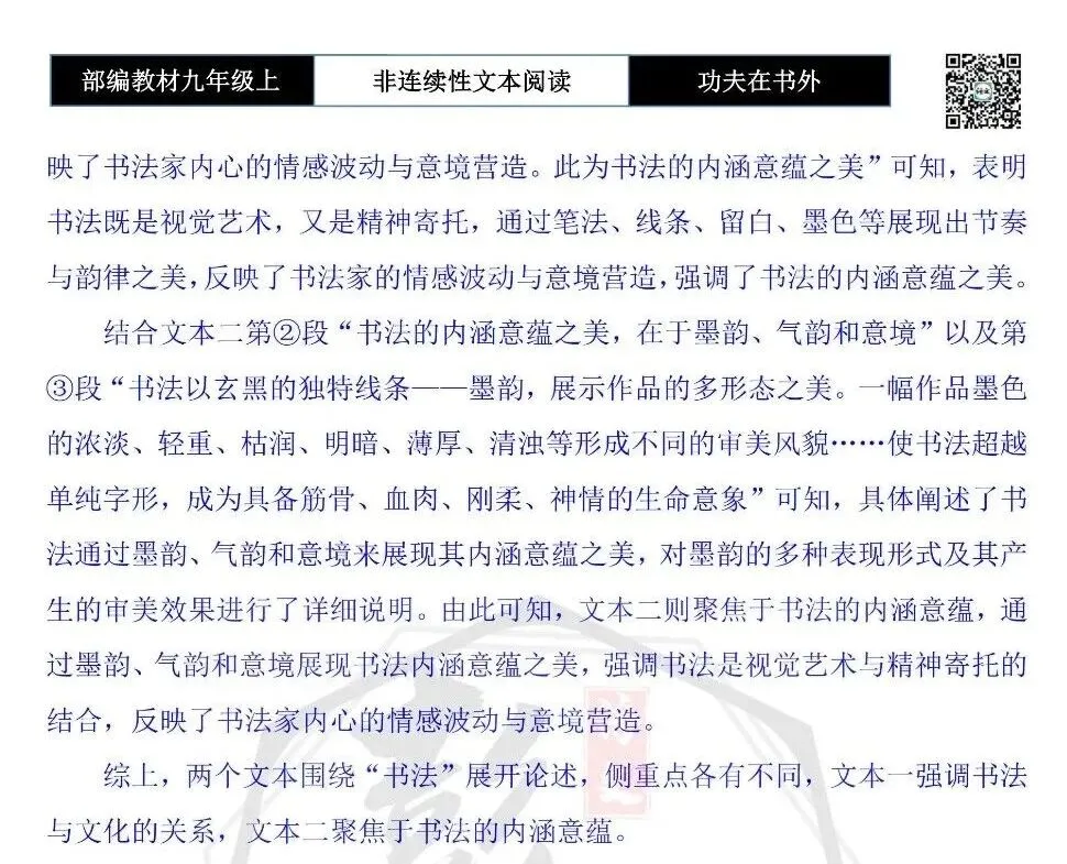 【非连续性文本阅读-真题演练】九年级上-19-功夫在书外-试题精析-第10张图片-四季读书网