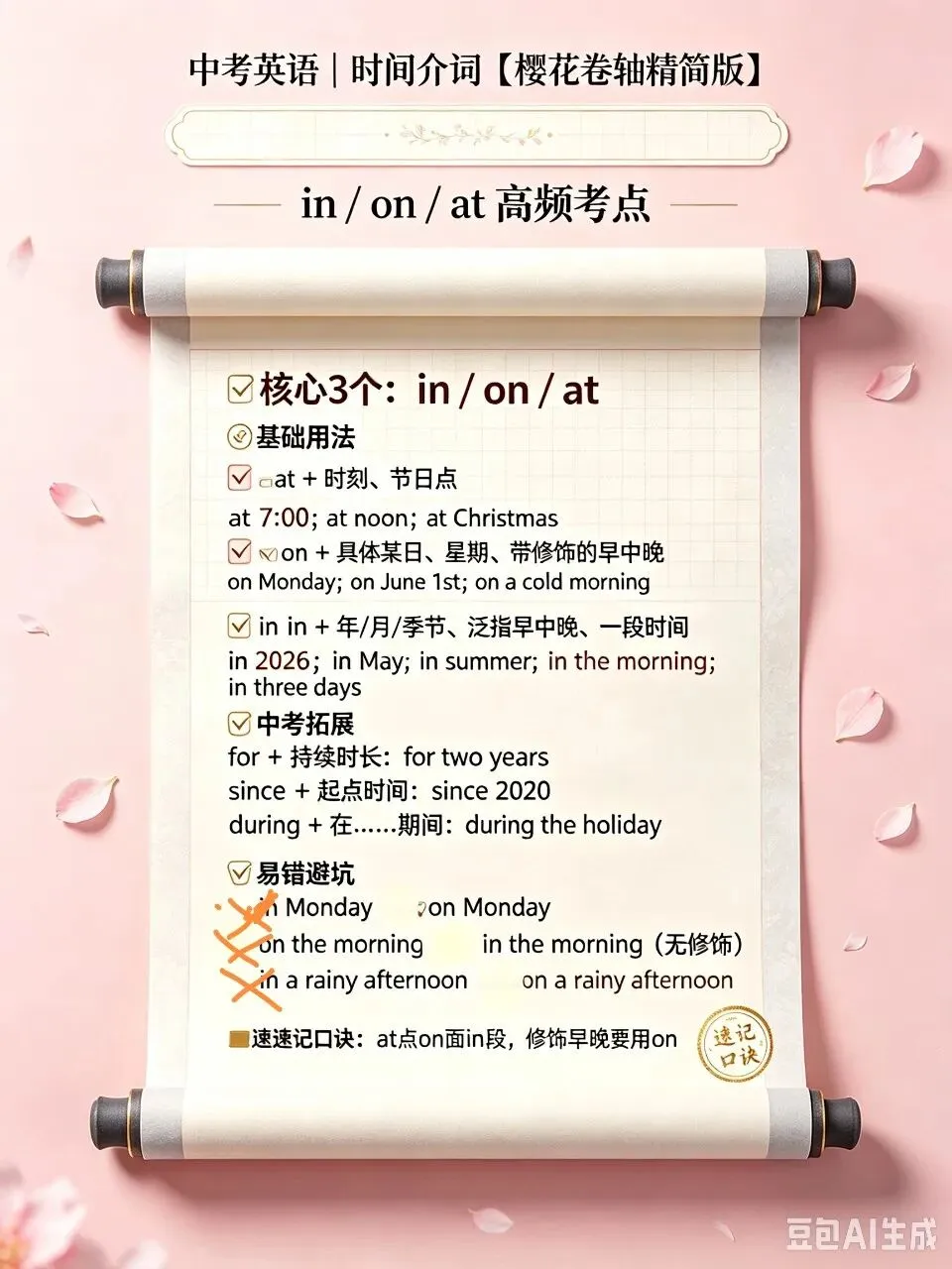 中考英语语法精讲|攻克时间介词重难点,告别语感失分-第1张图片-四季读书网