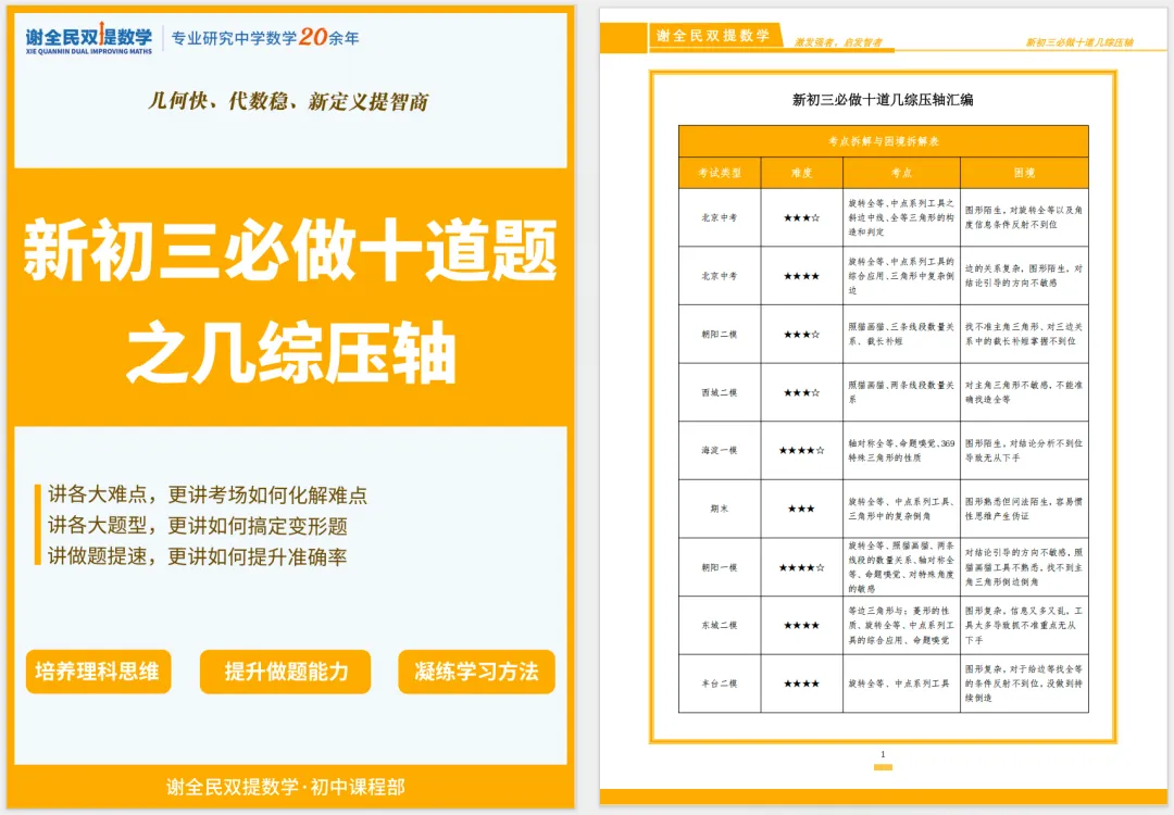 新初三必刷|10道真题搞定中考几何压轴-第1张图片-四季读书网 新初三必刷|10道真题搞定中考几何压轴-第1张图片-四季读书网
