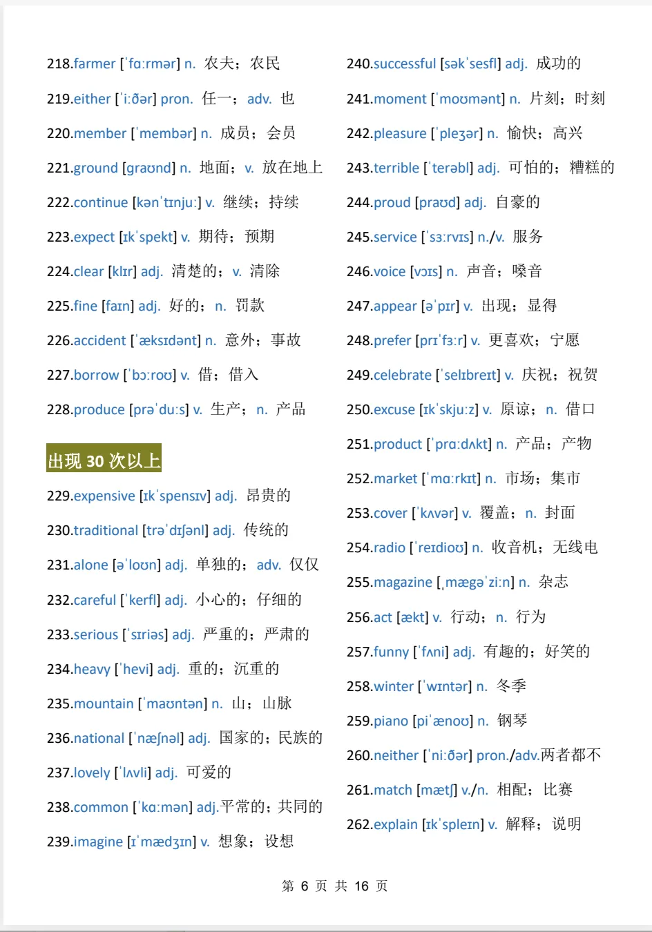 2027年中考英语《必背688个高频词-背诵表》电子版可打印-第8张图片-四季读书网 2027年中考英语《必背688个高频词-背诵表》电子版可打印-第8张图片-四季读书网