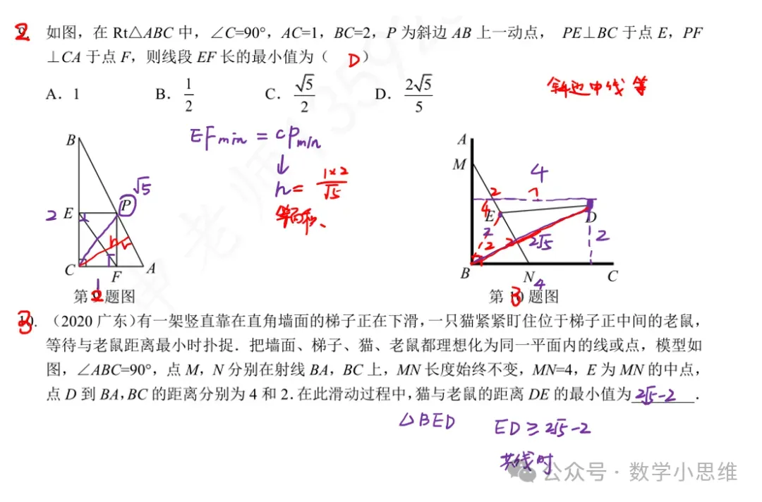 2027中考热点专题冲刺03几何模型之最值+斜中半讲解-第4张图片-四季读书网