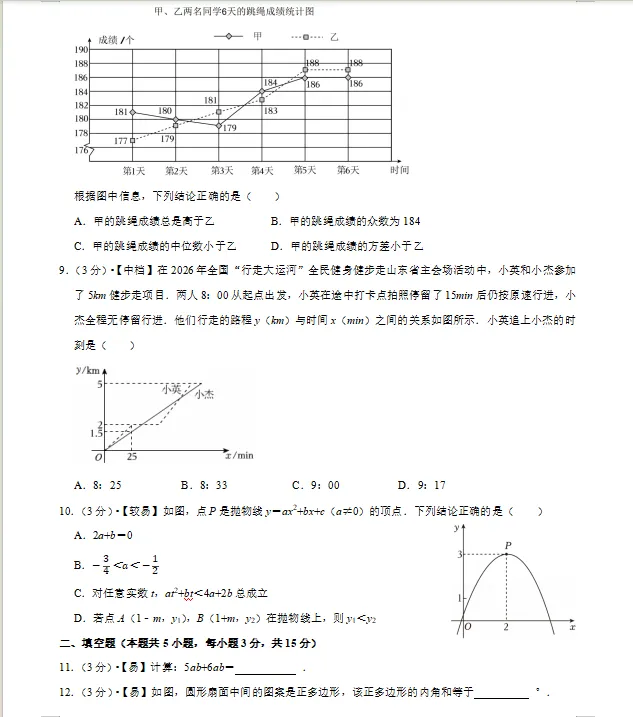 2026年山东中考数学卷-第2张图片-四季读书网