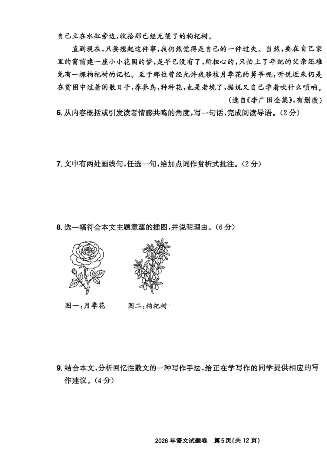 2026年浙江中考语文试题(附答案)-第6张图片-四季读书网 2026年浙江中考语文试题(附答案)-第6张图片-四季读书网
