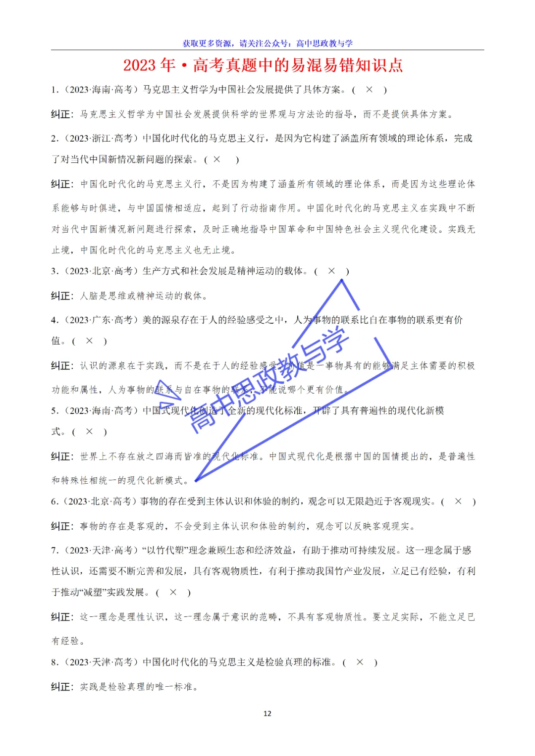 高考真题中的易混易错知识节选(2022-2025年·7本书完整版)-第11张图片-四季读书网 高考真题中的易混易错知识节选(2022-2025年·7本书完整版)-第11张图片-四季读书网