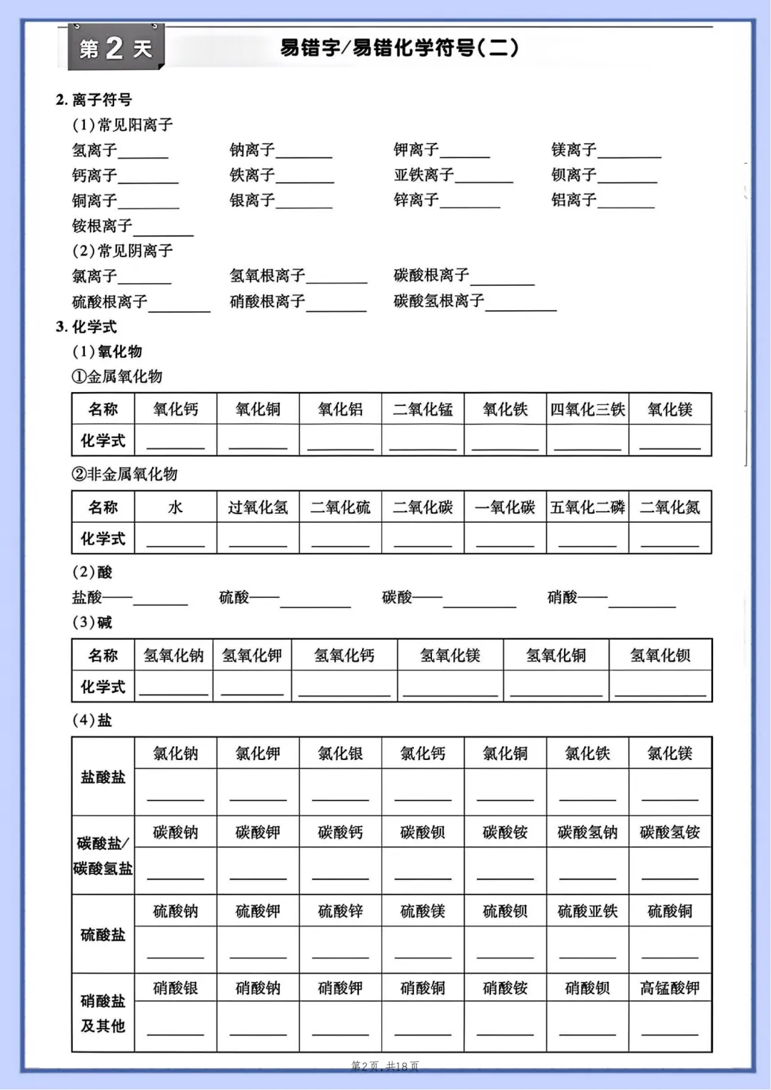2026年最新版中考化学15天默写打卡,有完整电子版可打印,建议家长转发收藏!-第3张图片-四季读书网