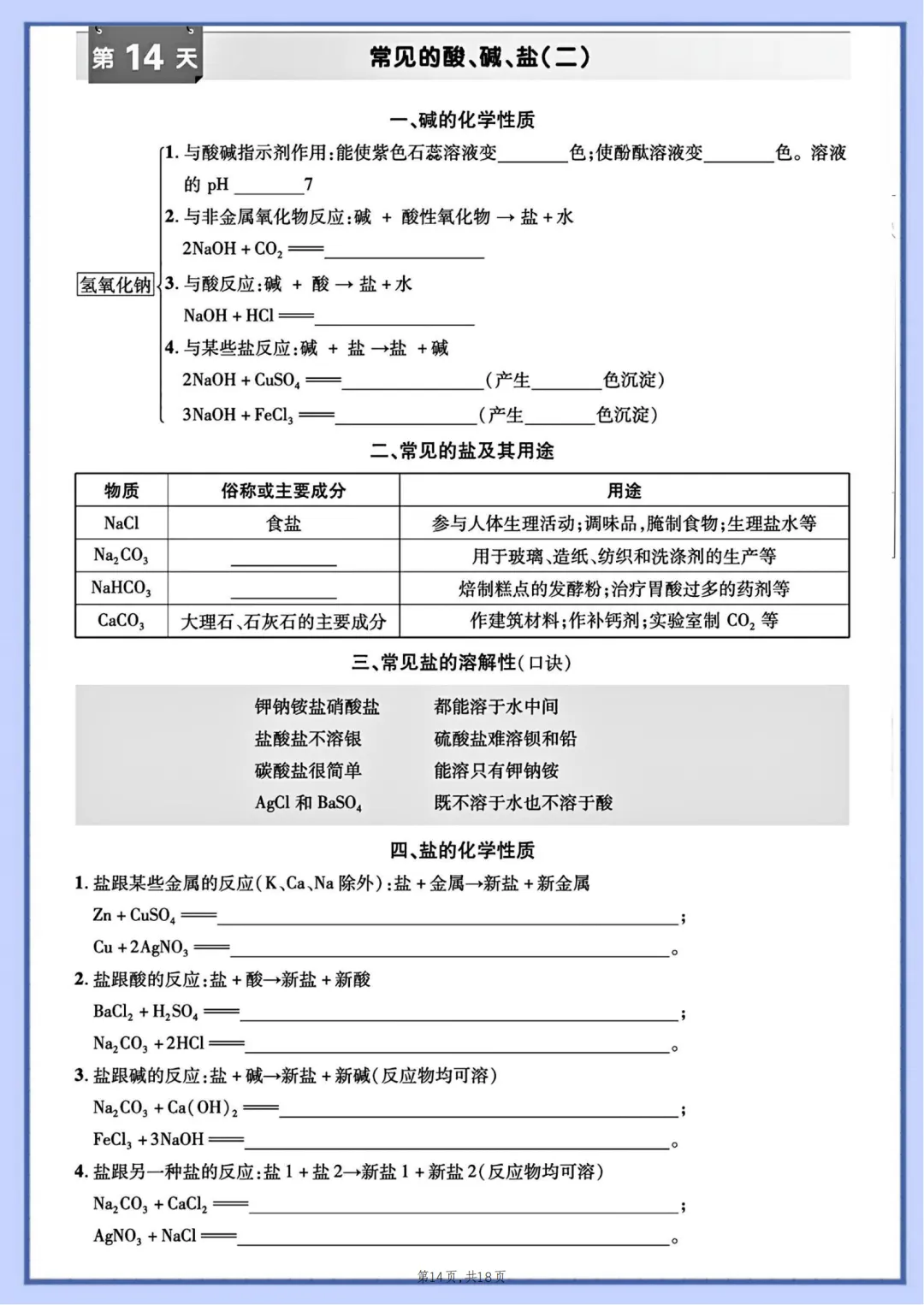 2026年最新版中考化学15天默写打卡,有完整电子版可打印,建议家长转发收藏!-第15张图片-四季读书网