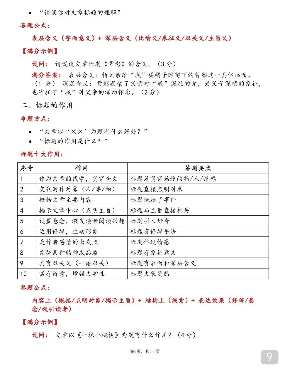 可以打印出来背诵的中考语文满分答题技巧,书上没有但特别好用!-第9张图片-四季读书网