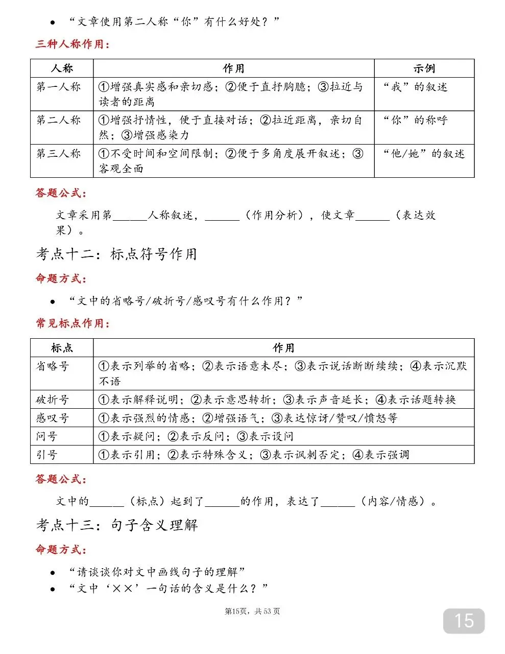 可以打印出来背诵的中考语文满分答题技巧,书上没有但特别好用!-第15张图片-四季读书网