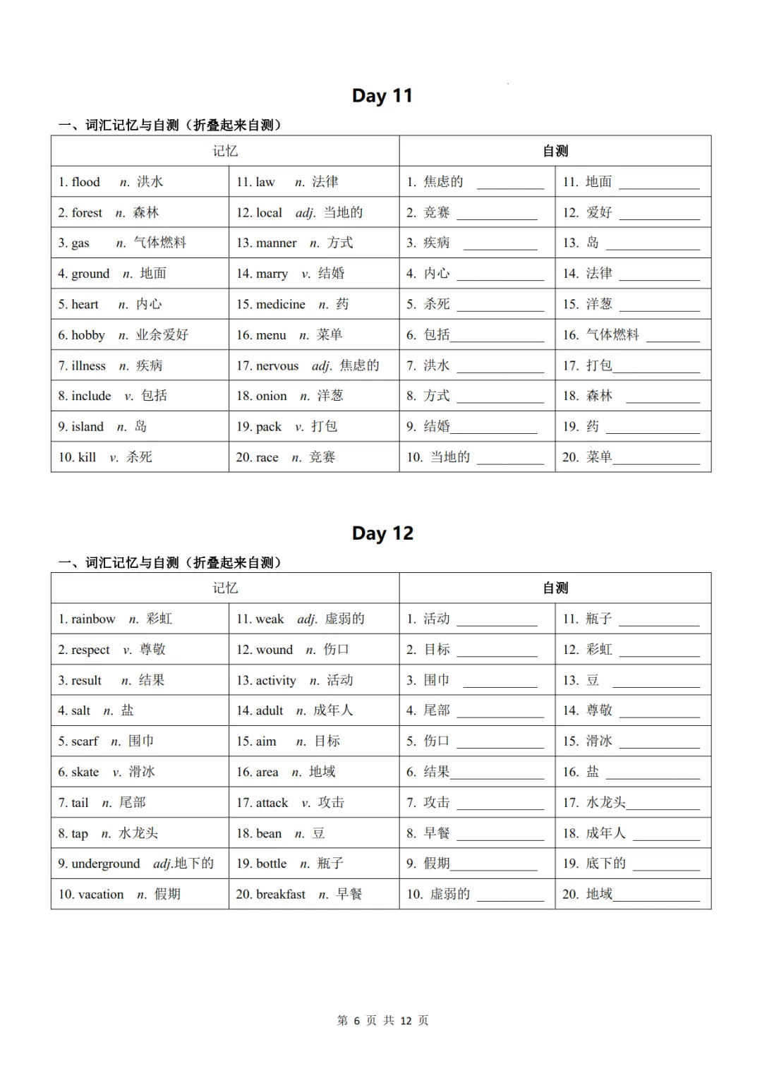 中考英语高频词汇24天背诵+默写表-第7张图片-四季读书网 中考英语高频词汇24天背诵+默写表-第7张图片-四季读书网