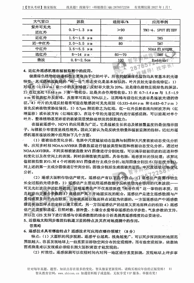 2027中国科学院大学843遥感概论考研真题答案笔记习题讲义-第3张图片-四季读书网 2027中国科学院大学843遥感概论考研真题答案笔记习题讲义-第3张图片-四季读书网
