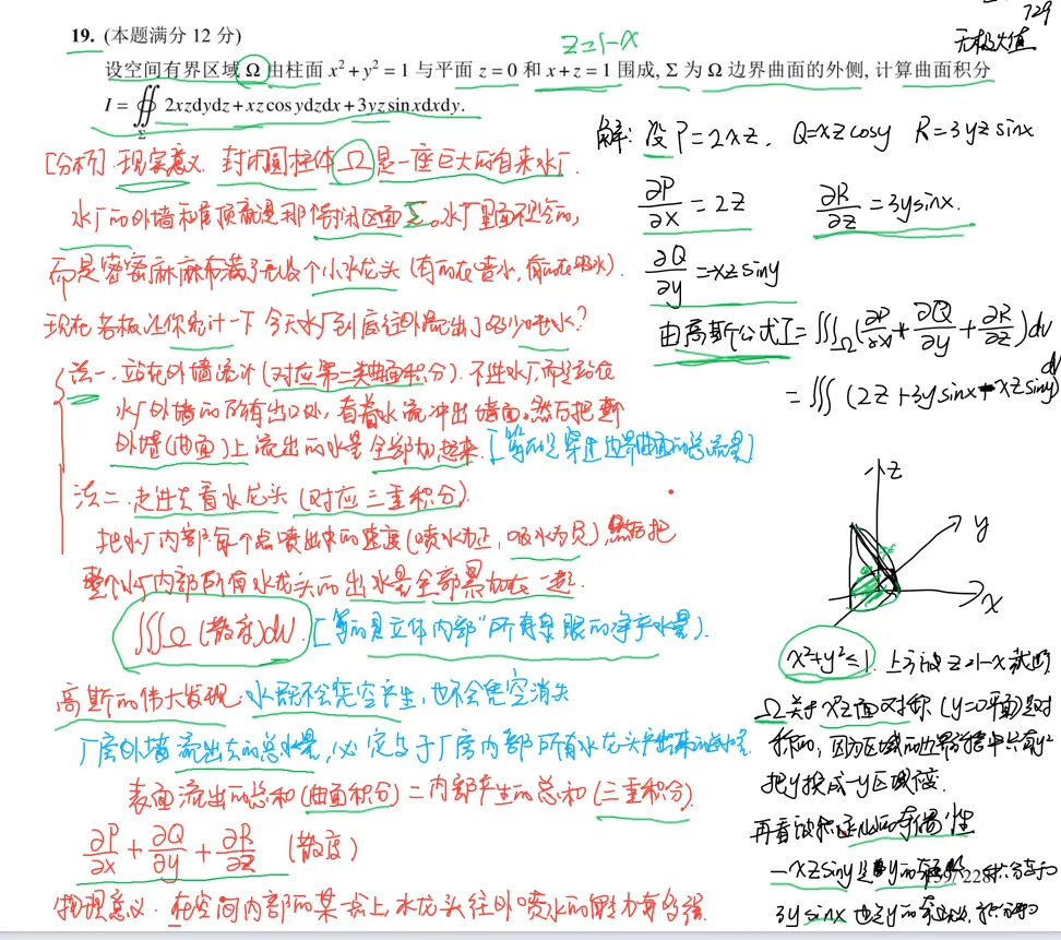 高斯公式_数一解答题19_考研真题2023-第2张图片-四季读书网