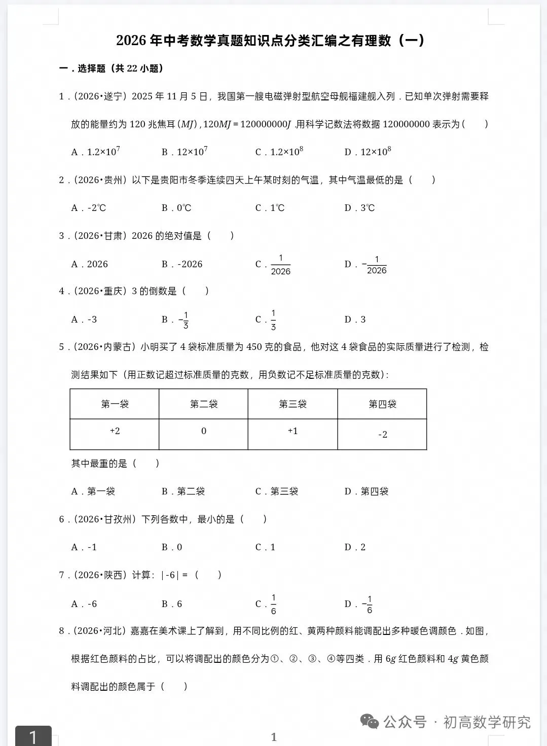 《分类汇编》2026年中考数学真题知识点分类汇编-第1张图片-四季读书网 《分类汇编》2026年中考数学真题知识点分类汇编-第1张图片-四季读书网