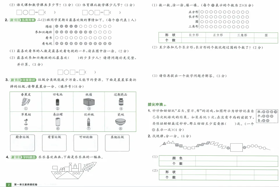 《拔尖大试卷》小学1-3年级数学&人教版-第30张图片-四季读书网