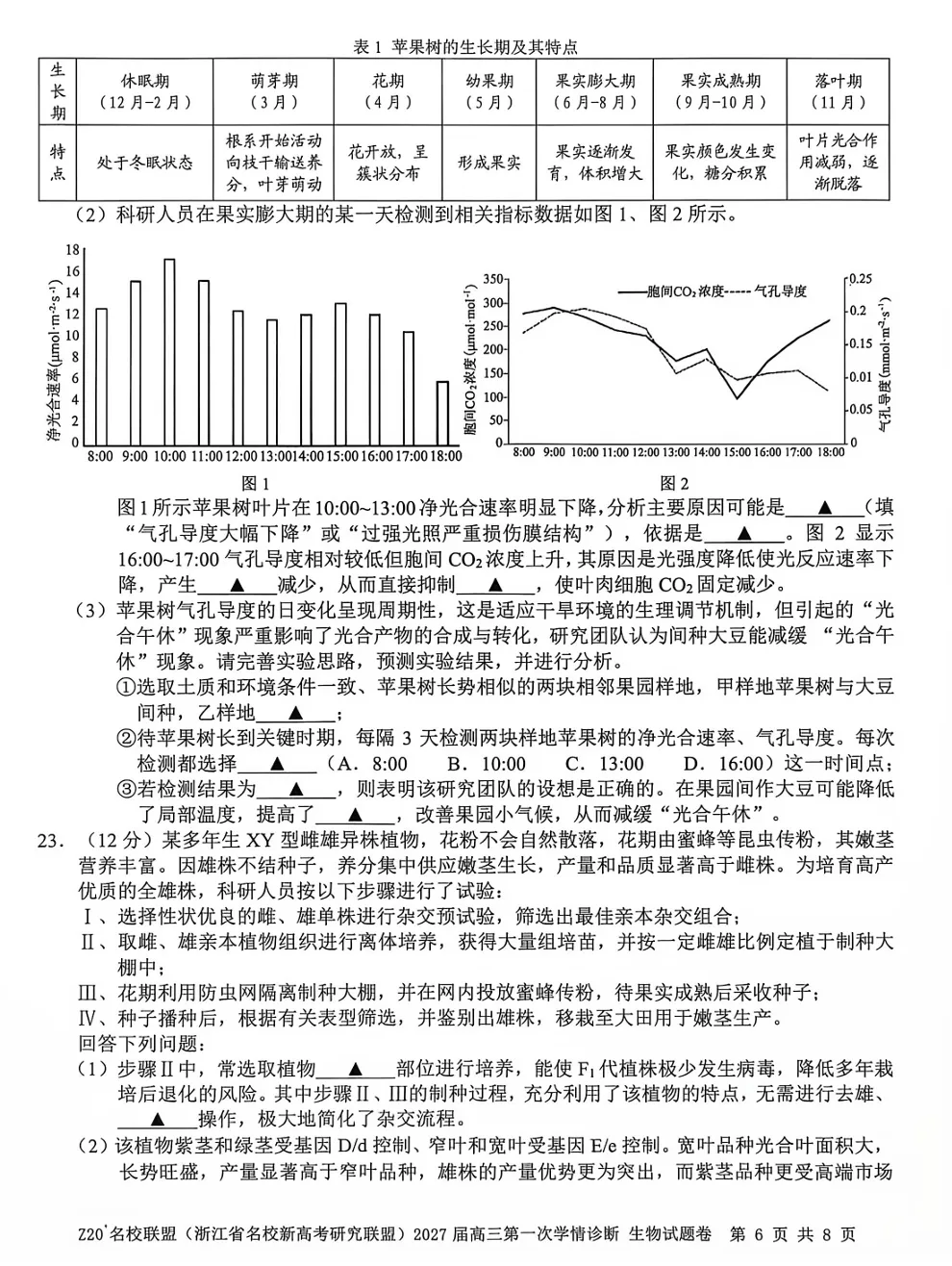 2026年8月浙江高三Z20+联盟生物试卷、答案、解析和评分细则(附视频讲解)-第16张图片-四季读书网 2026年8月浙江高三Z20+联盟生物试卷、答案、解析和评分细则(附视频讲解)-第16张图片-四季读书网