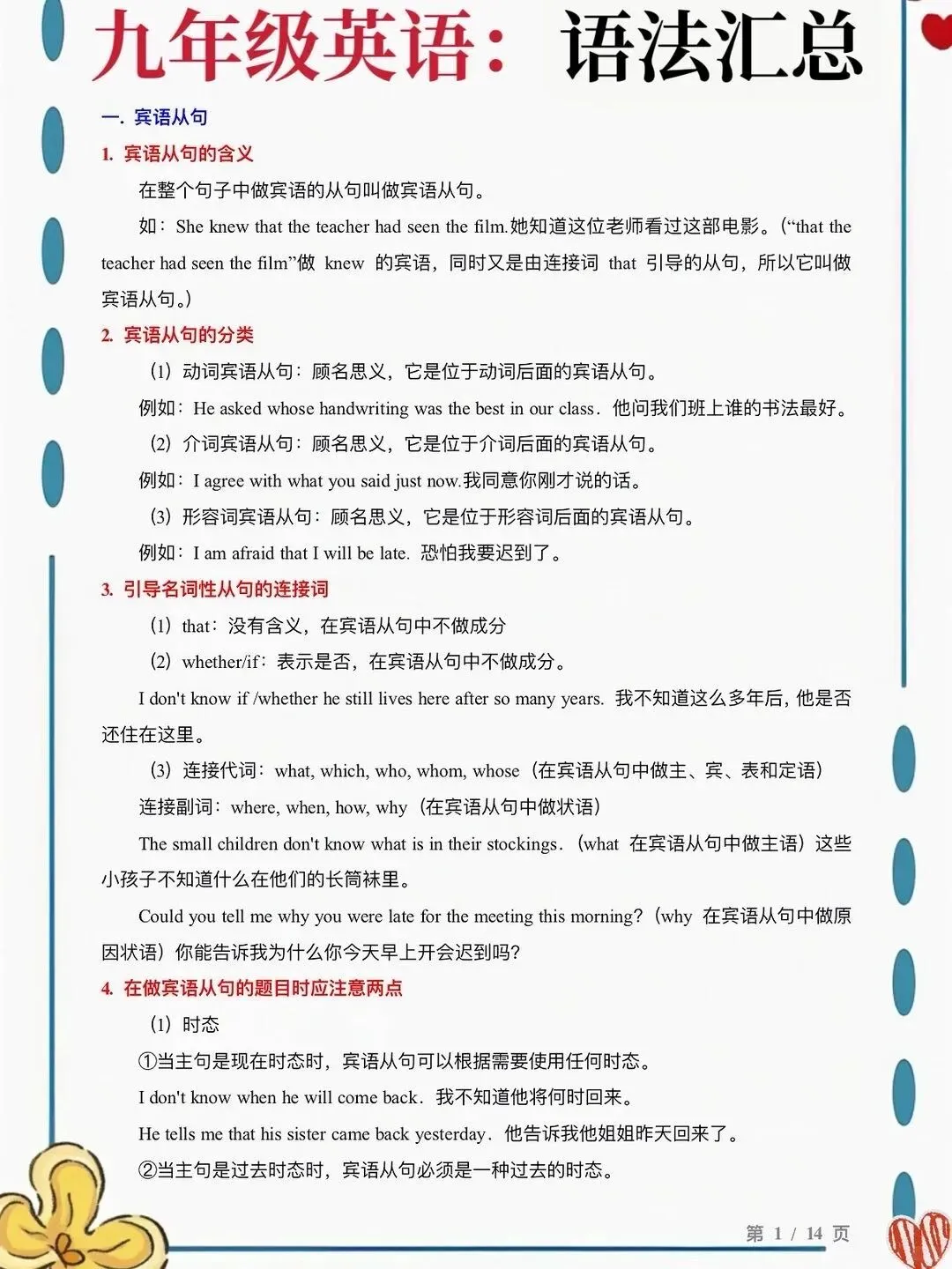 一文盘点!九年级英语语法,中考必备!!-第1张图片-四季读书网