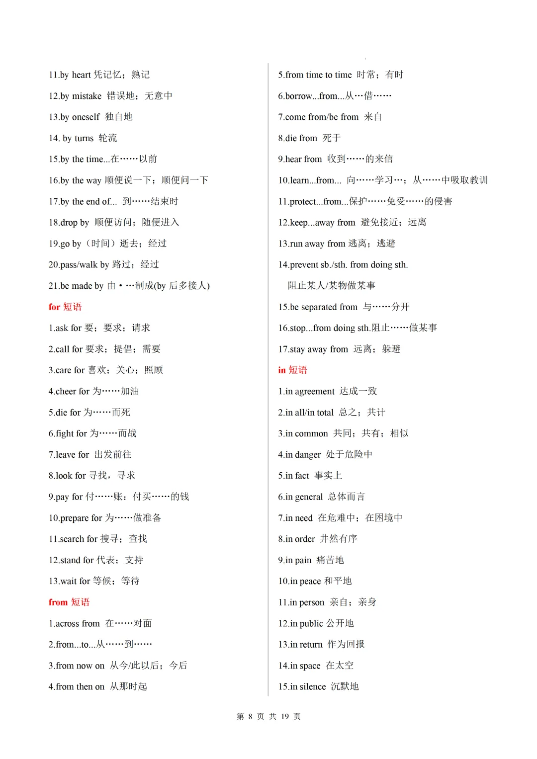 中考英语高频必备:易错易混短语梳理(默写版+背诵版)-第29张图片-四季读书网