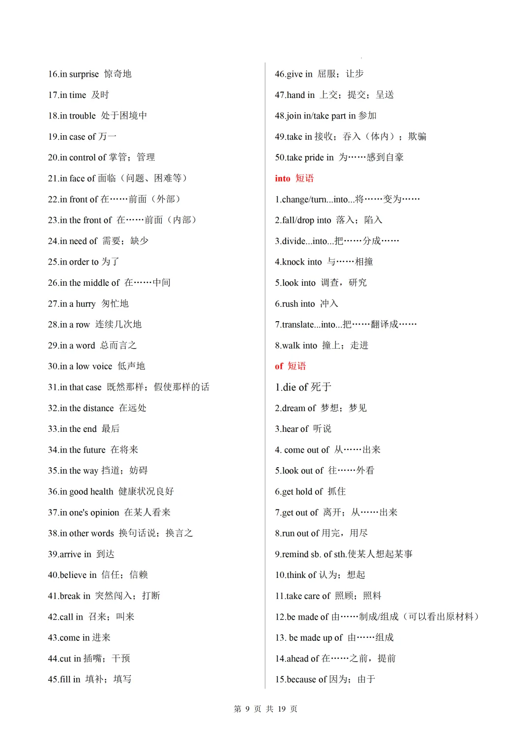 中考英语高频必备:易错易混短语梳理(默写版+背诵版)-第30张图片-四季读书网