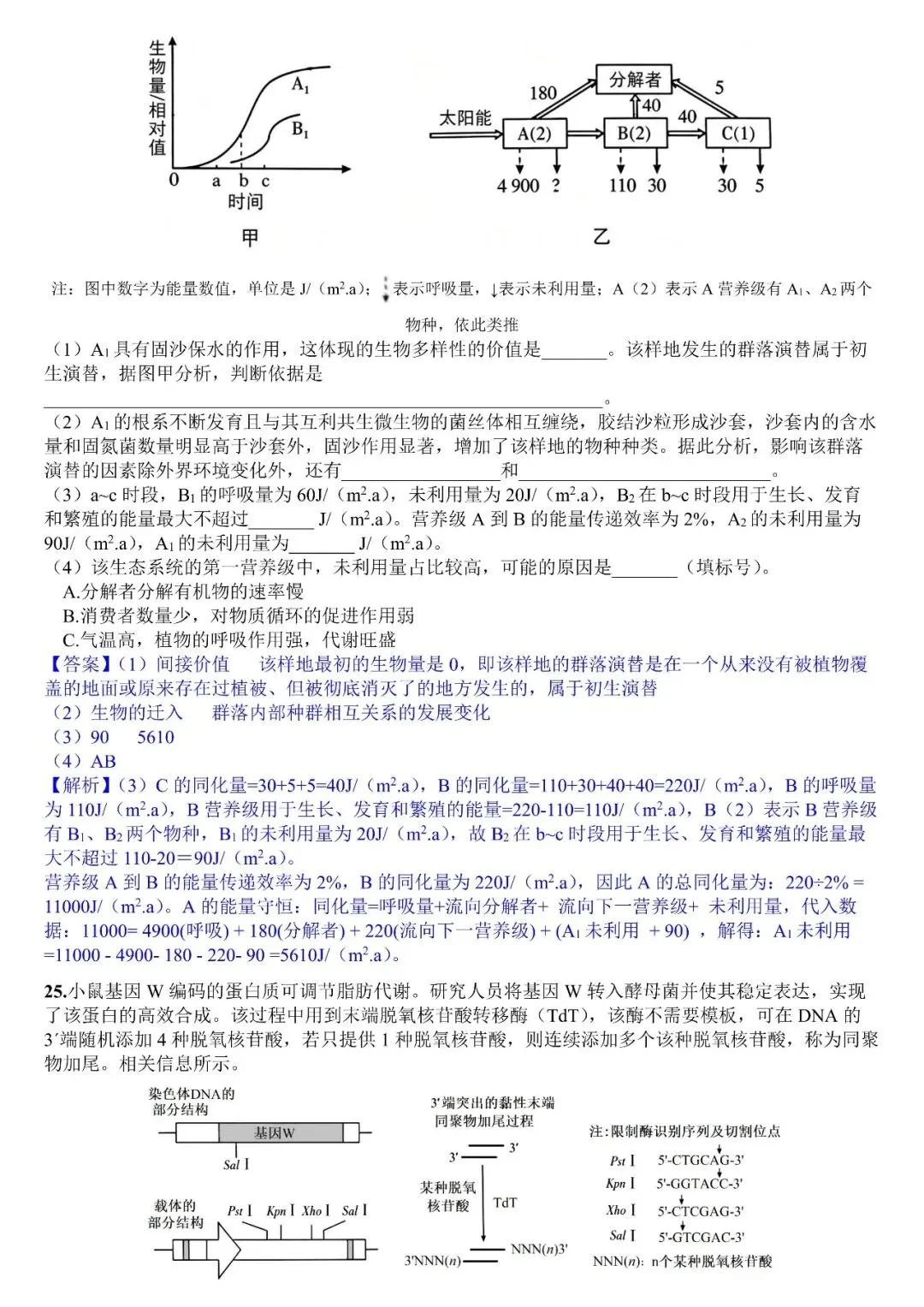 2026年高考生物真题(山东)-第9张图片-四季读书网