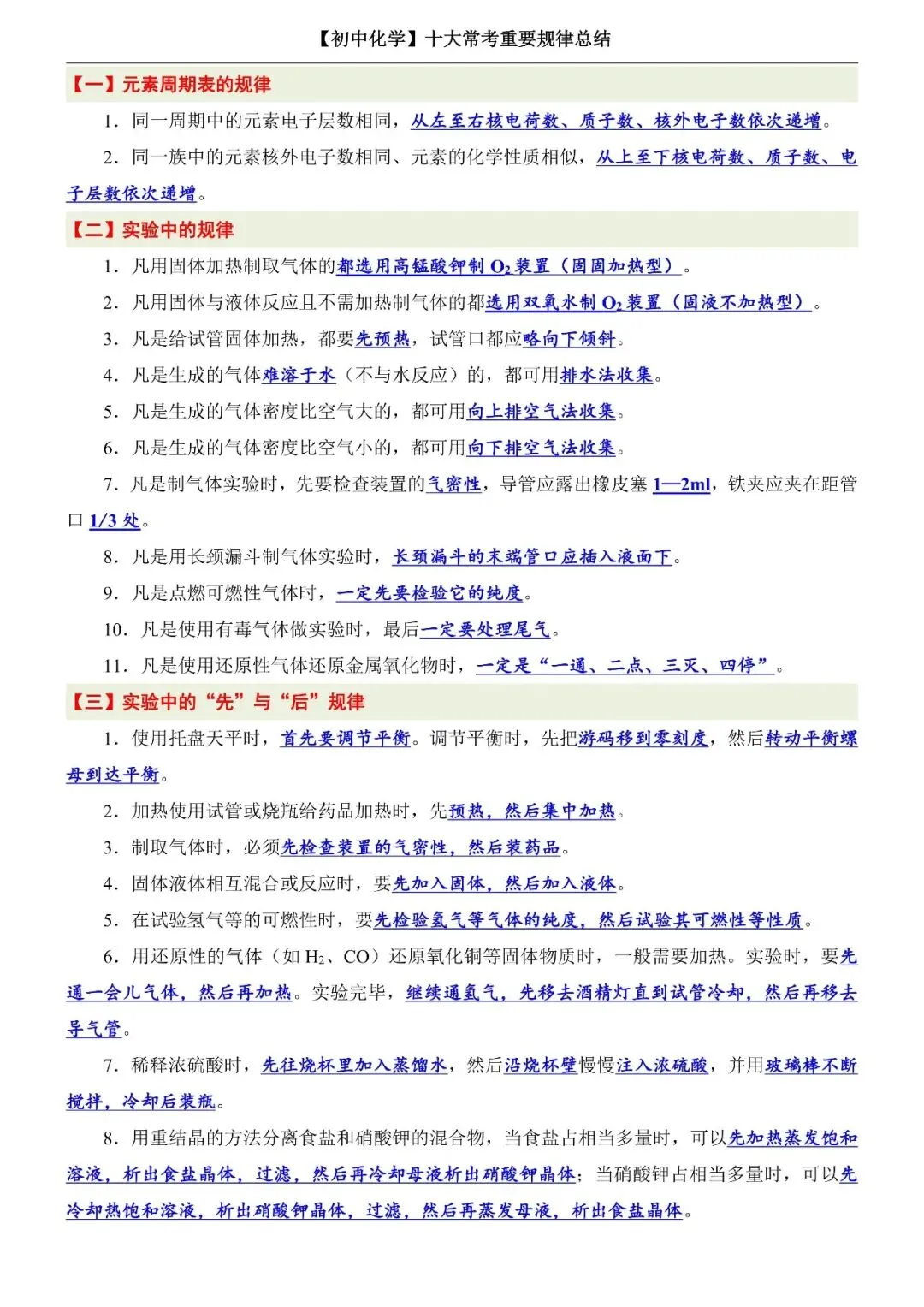 【建议收藏】初中中考化学十大常考重要规律总结,电子打印版!-第2张图片-四季读书网 【建议收藏】初中中考化学十大常考重要规律总结,电子打印版!-第2张图片-四季读书网