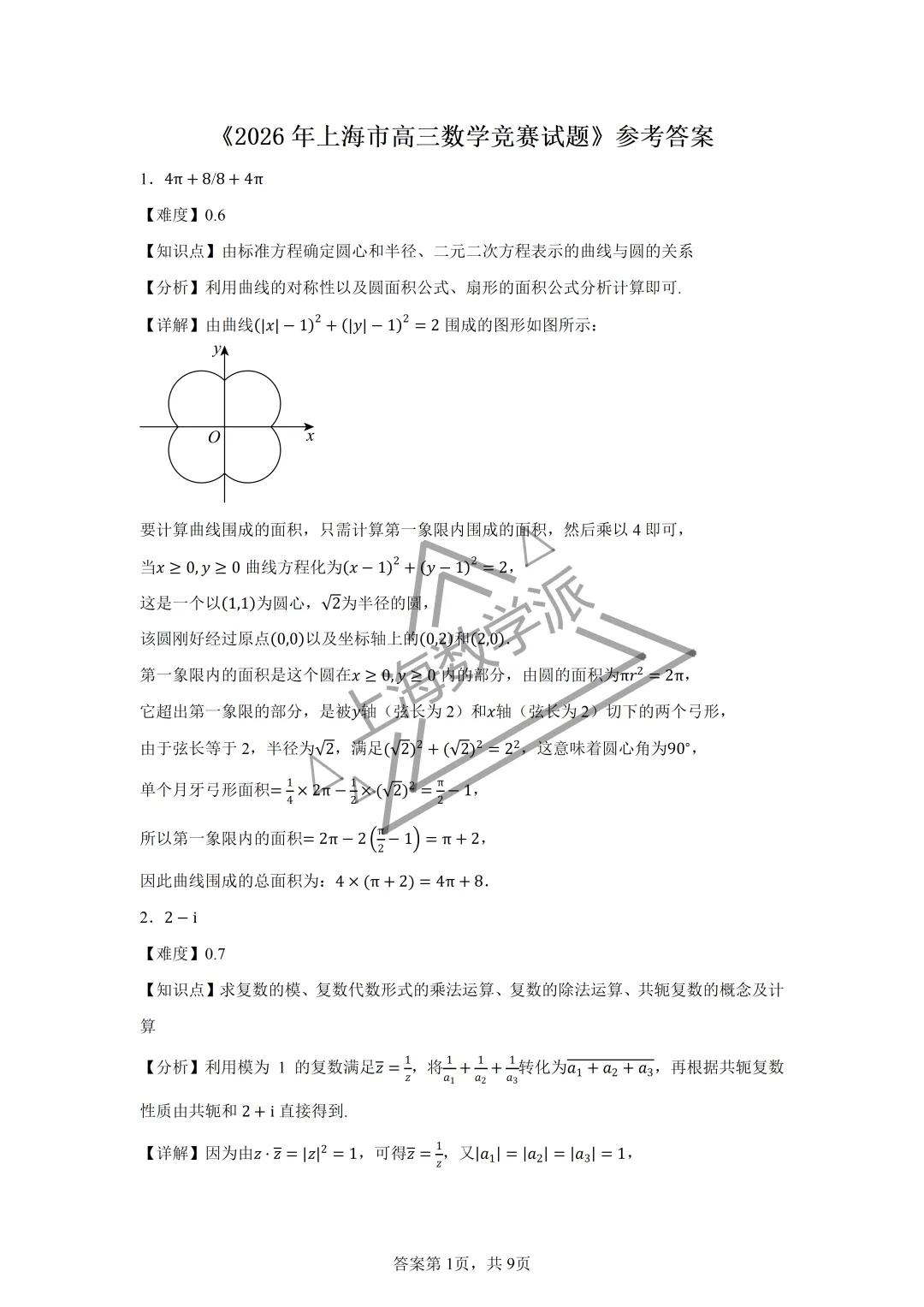 【竞赛真题】2026上海市高三数学竞赛真题详解-第2张图片-四季读书网