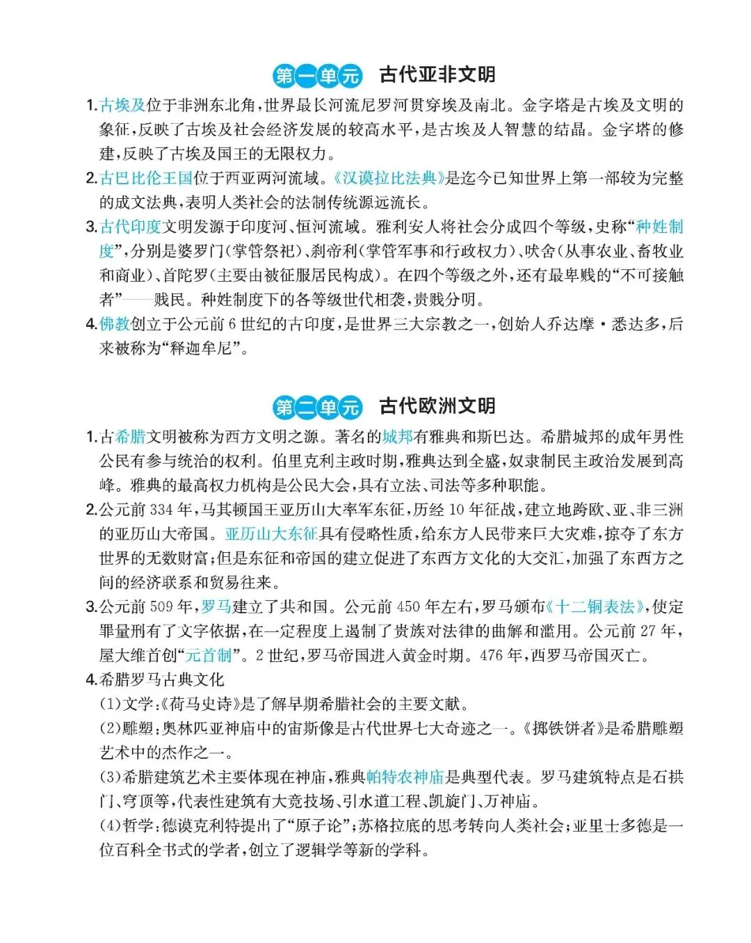中考历史考点:世界古代史-第1张图片-四季读书网