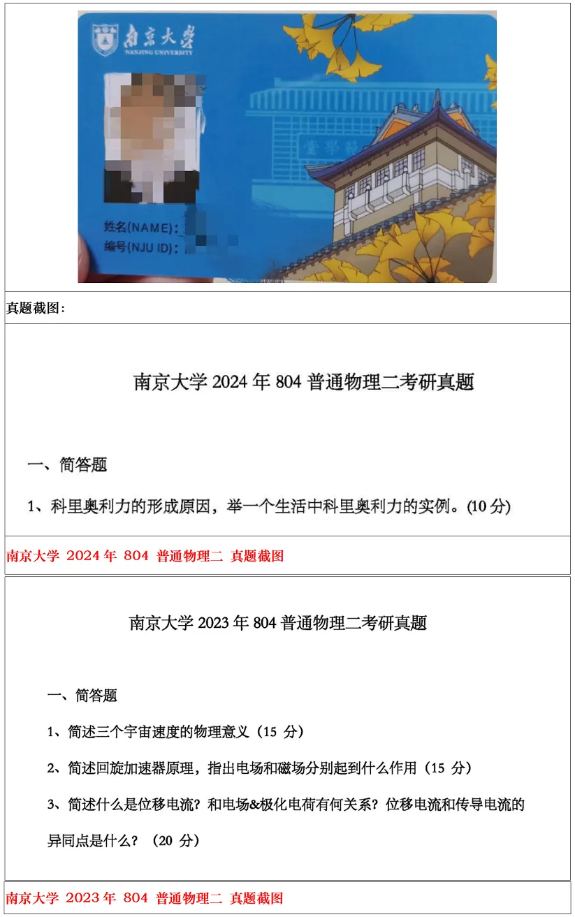 南京大学2027考研真题资料 | 南京大学学科教学物理考研804普通物理二真题答案笔记题库|持续更新中……-第12张图片-四季读书网