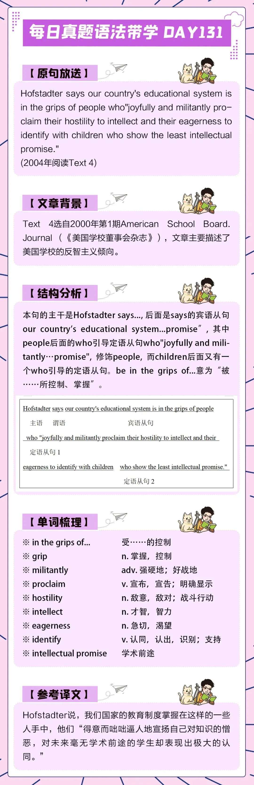 晓艳考研真题语法带学DAY131!得失从缘,心无增减.-第4张图片-四季读书网