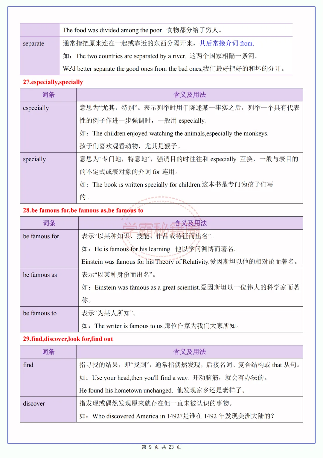 2027中考英语(高频易错易混词)60组,初三家长给孩子打印-第9张图片-四季读书网
