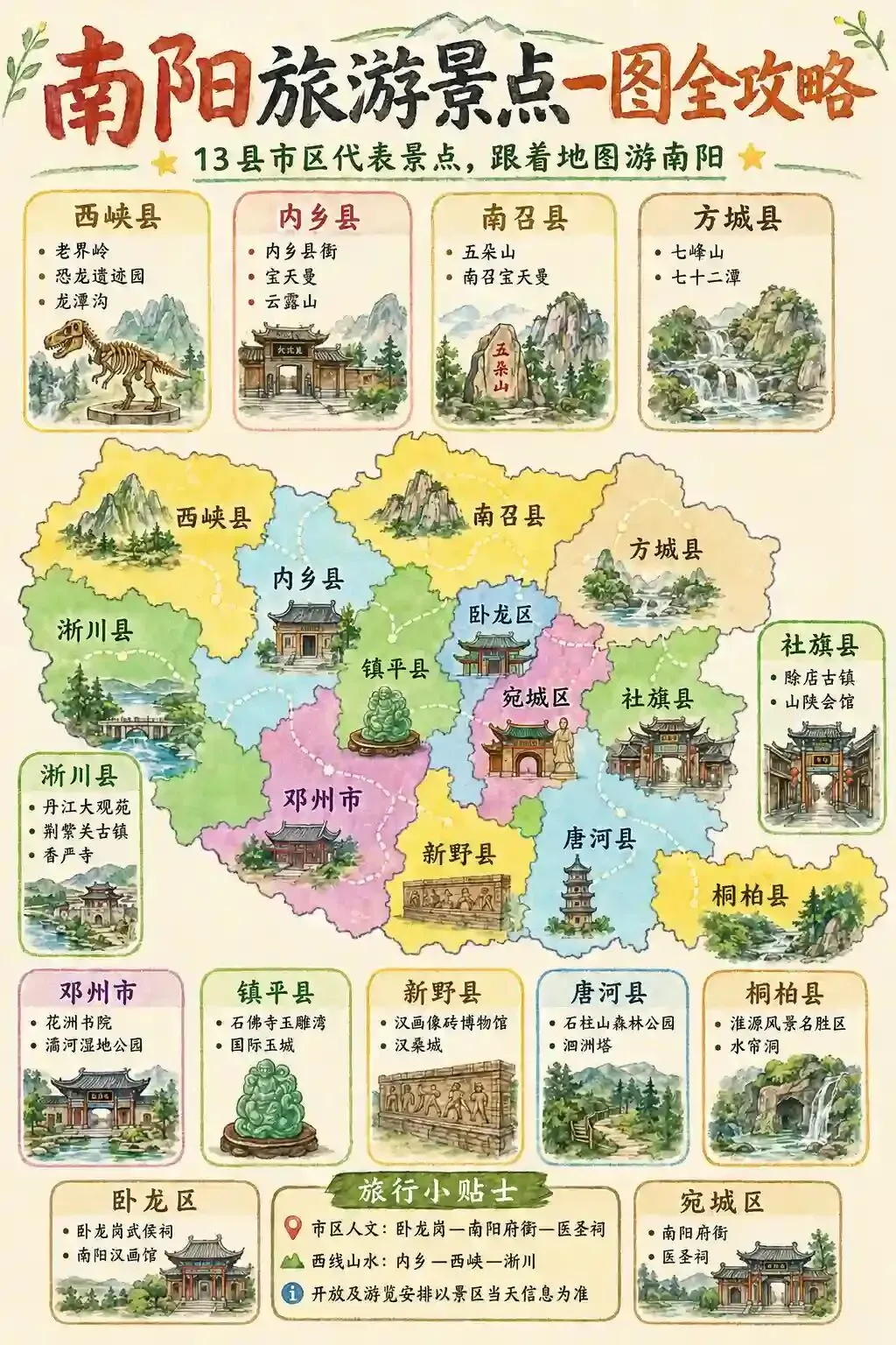 南阳旅游景点全攻略,13个市区代表景点
